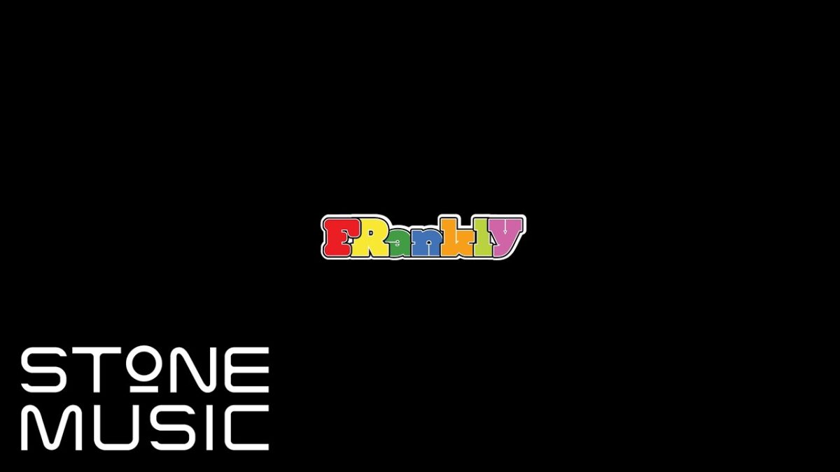 Logotipo colorido da banda FRankly sobre fundo preto, com o texto "STONE MUSIC" na parte inferior.